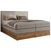 BOXBETT WOOD CLASSIC KING 160/200 - Beige Strukture - H4 - Beige, Textil (160/200cm) - MKS