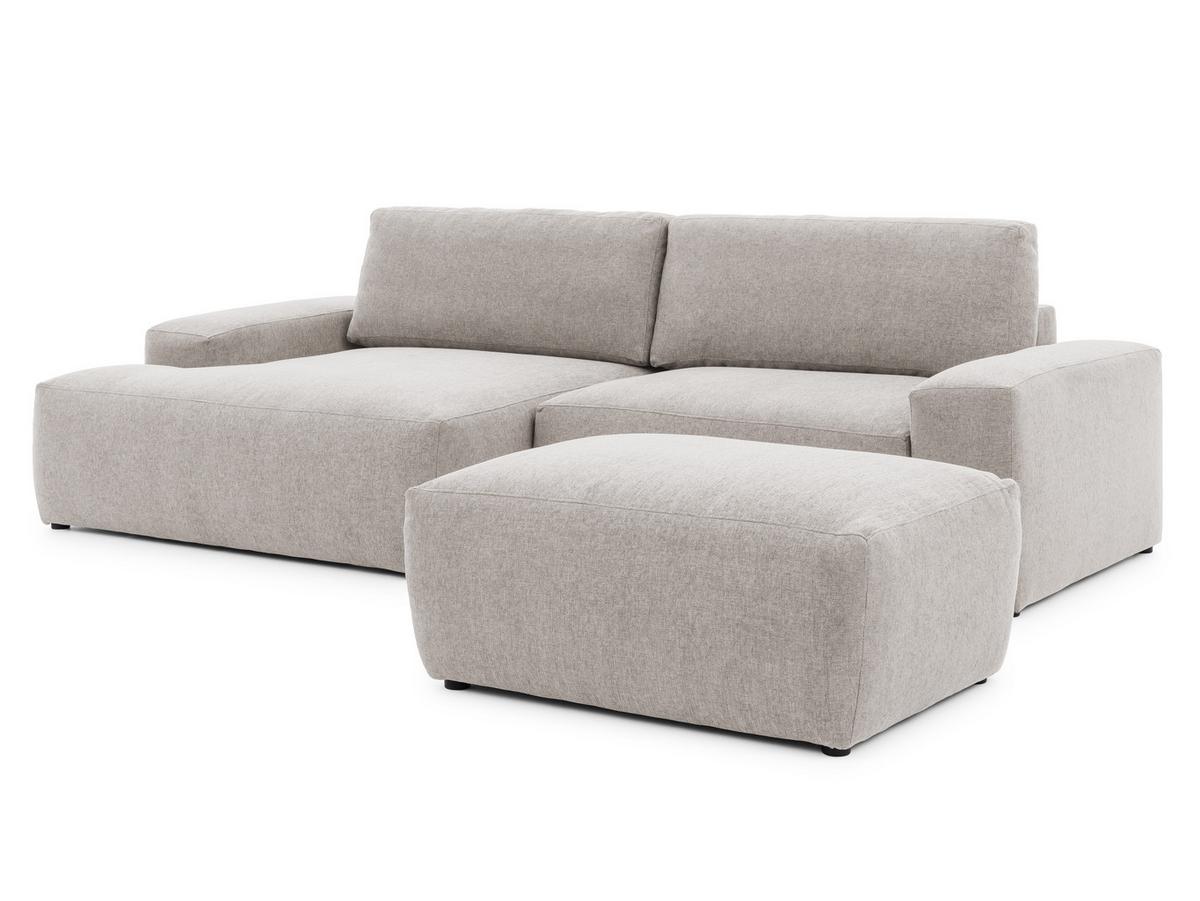 HOCKER Lennon aus Beige Strukturstoff mit vielseitiger Nutzung - Beige/Schwarz, Holz/Kunststoff (102/42/76cm) - S-Style