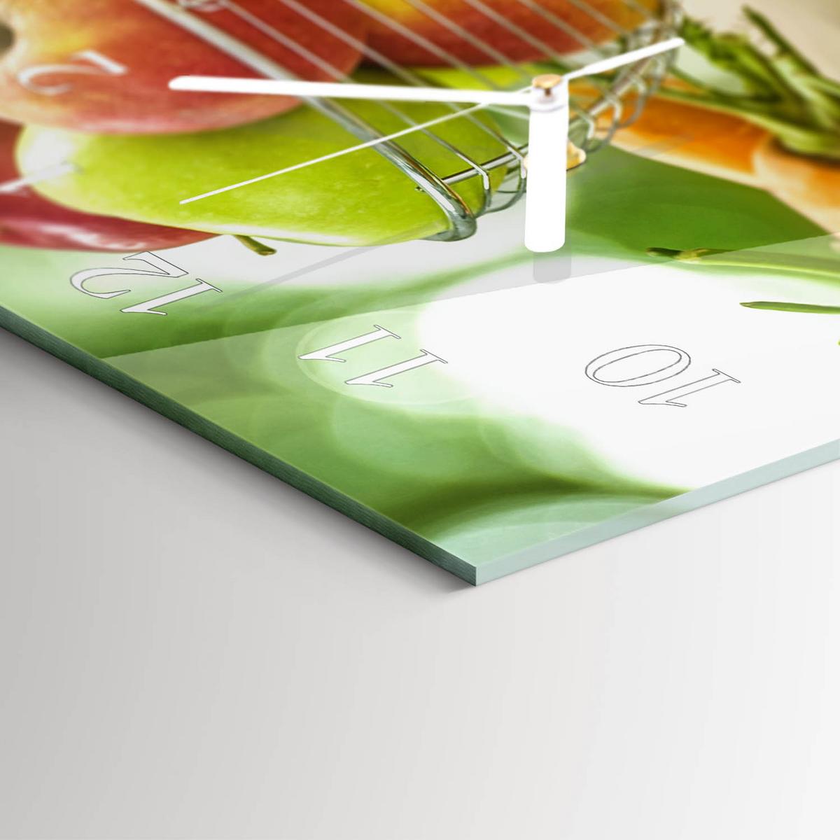 WANDUHR aus Glas 60x30 cm - Früchte und Saft - Grün, Glas (60/30/0.4cm) - TULUP