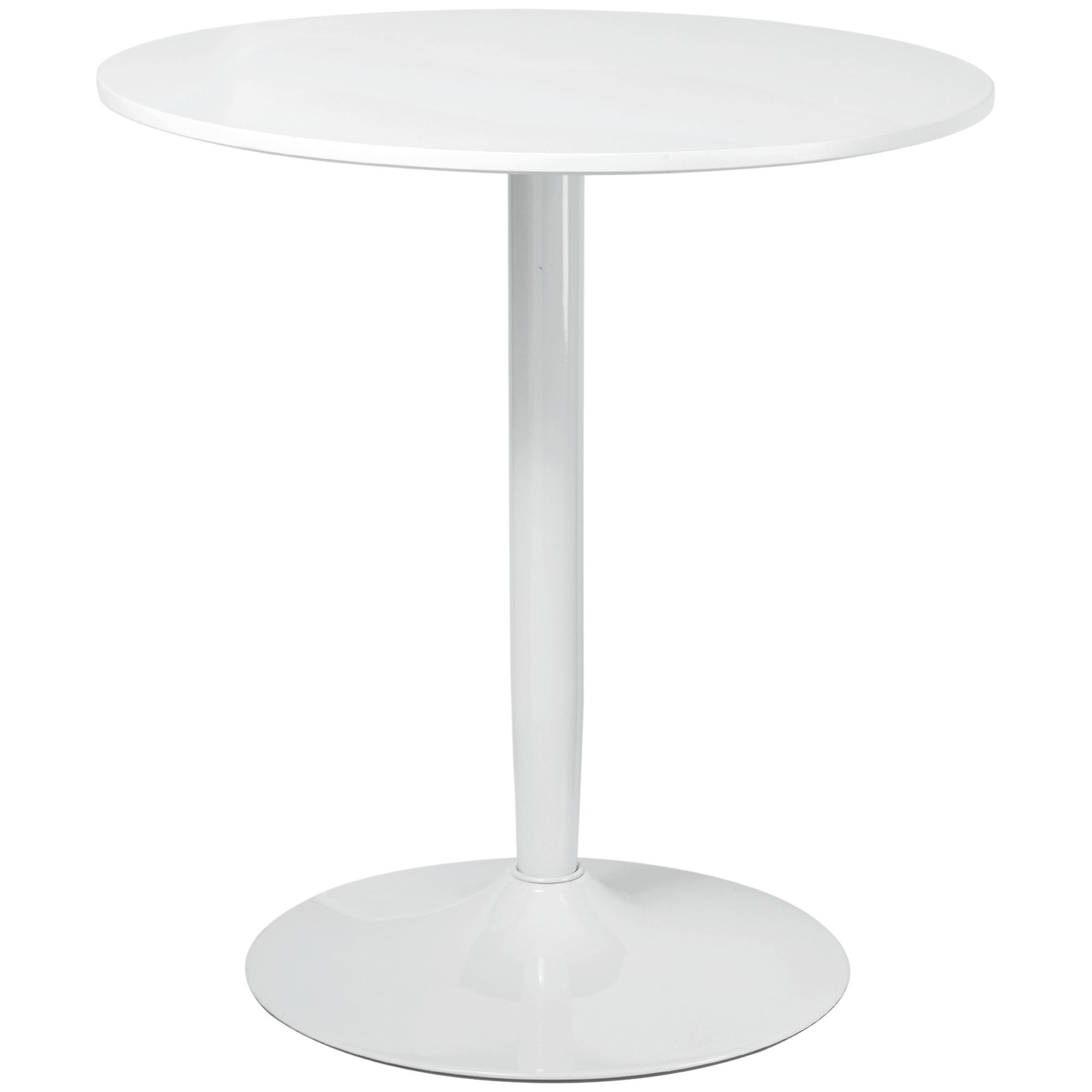 ESSTISCH Runder Küchentisch, Rutschfester Esszimmertisch für 2 Personen Weiß - Weiß, Holzwerkstoff/Metall (70/70/75cm) - HOMCOM