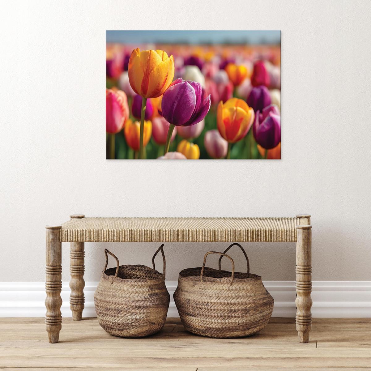 LEINWANDBILD Blumen Tulpen Bunt 120x80 cm - Multicolor, Holzwerkstoff (120/80cm) - Wallarena