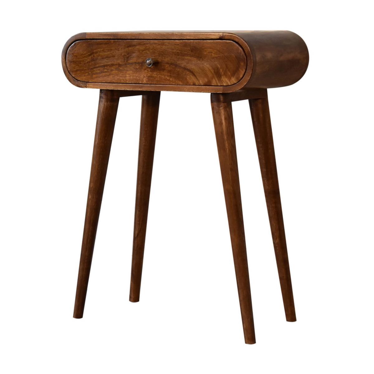 KONSOLENTISCH mini im Kastanienholz-Finish, 1 Schublade, Nordische Beine, Braun - Kastanienfarben/Messingfarben, Holz/Metall (30/60/78cm) - Artisan Furniture