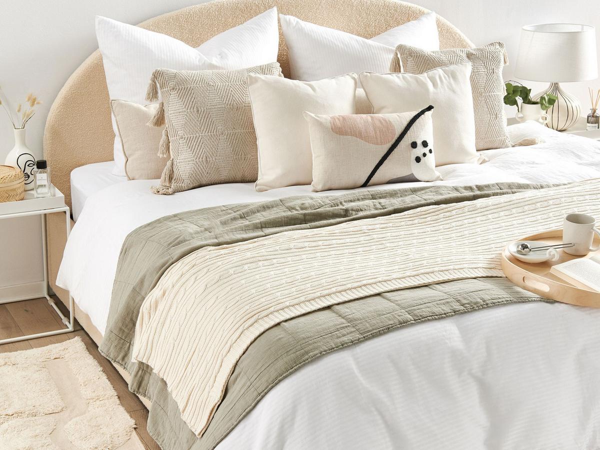 DECKE Helles Beige Anamur 180/110 cm - Beige, Naturmaterialien/Textil (110/180cm) - Beliani