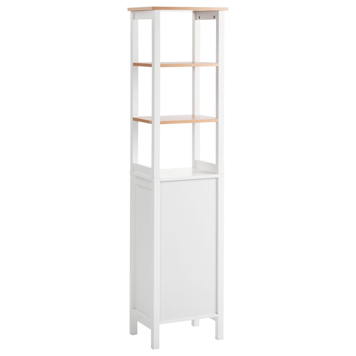 BADEZIMMERSCHRANK 40 cm Weiß Alamos - Weiß/Braun, Holzwerkstoff (40/160/30cm) - Beliani