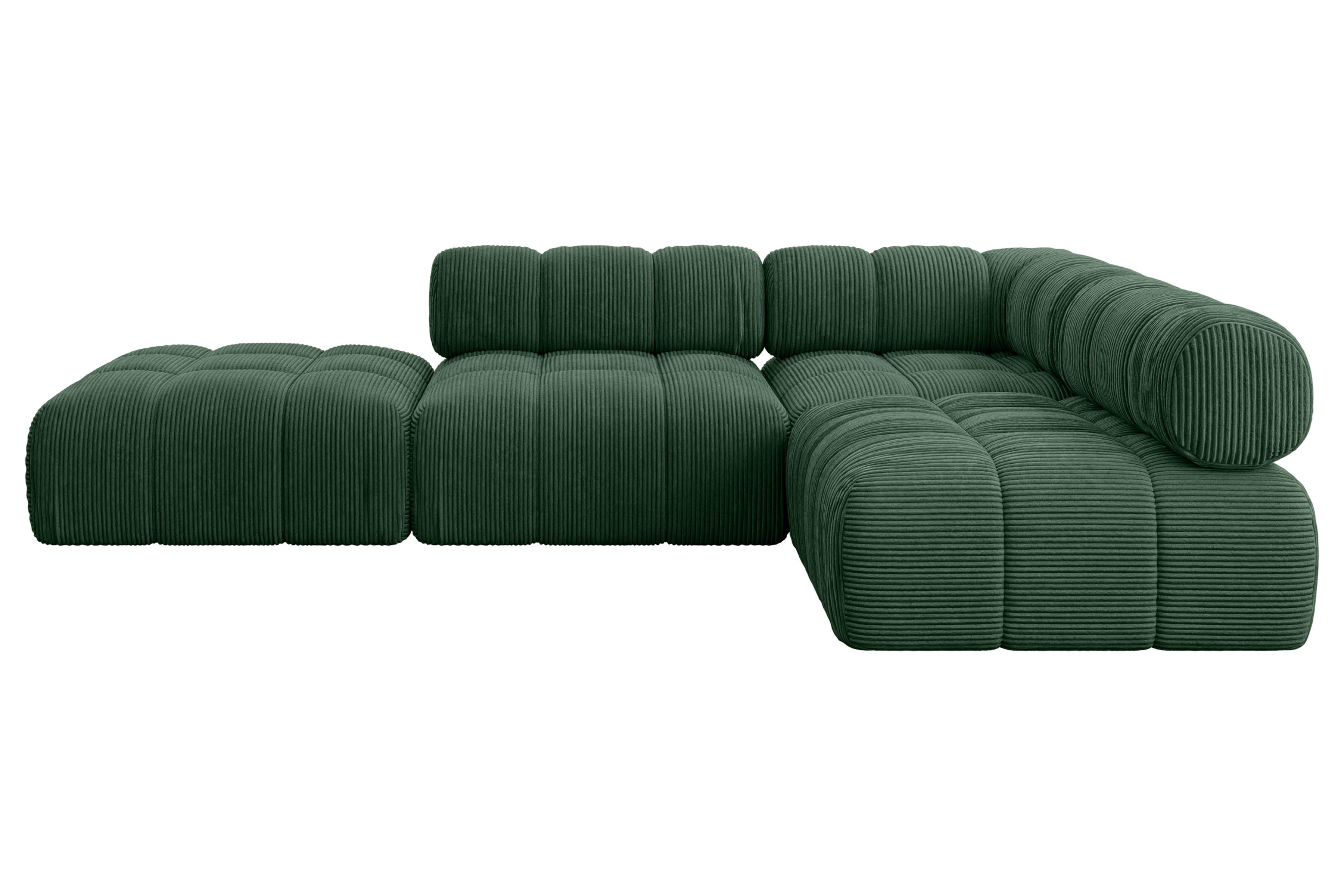 ECKSOFA modulares Sofa Favio-L1 - 285x190x70 cm Grün Cord - Grün, Holzwerkstoff/Textil (285/190cm) - ALTDECOR