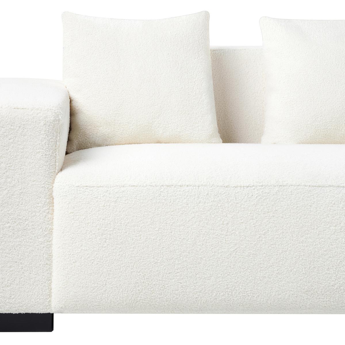 ECKSOFA 4-Sitzer Bouclé Weiß linksseitig Lungo - Schwarz/Weiß, Textil (285/160cm) - Beliani