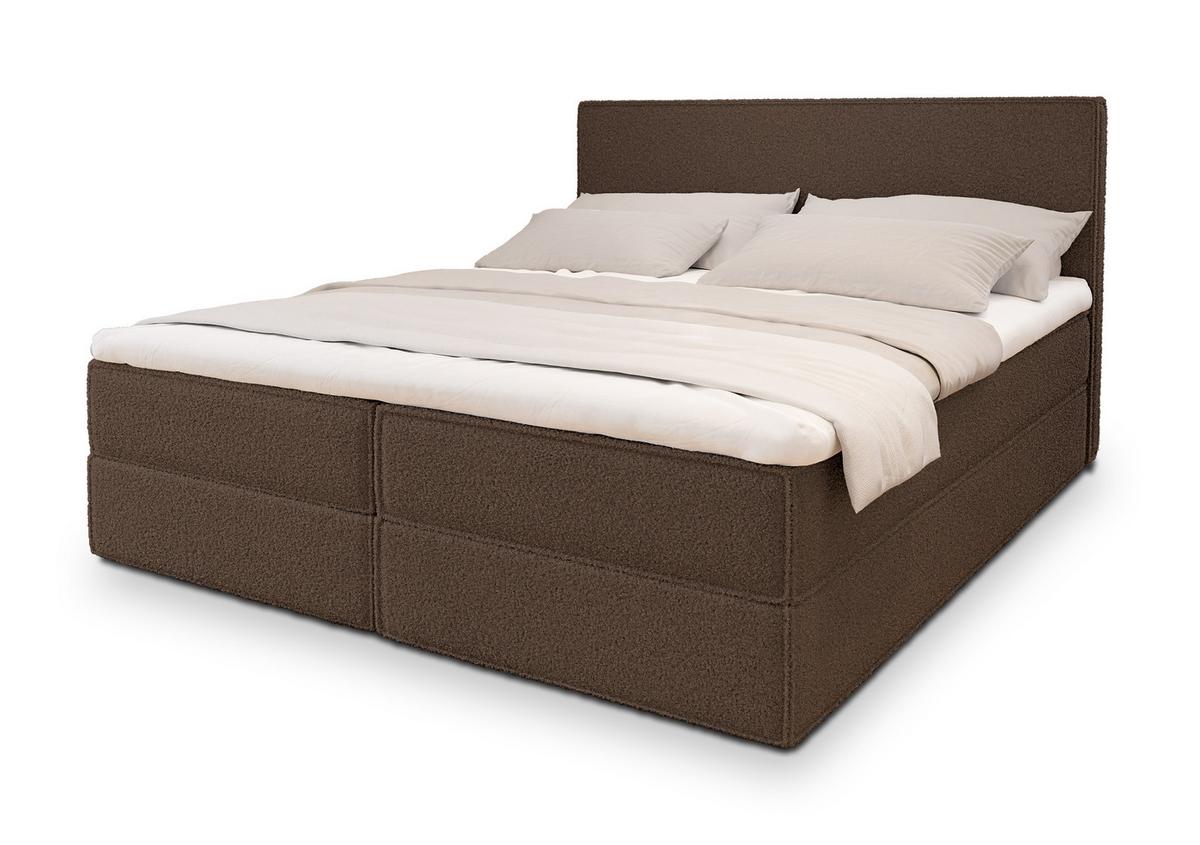 BOXBETT PELLIO 140x200 cm mit Matratze und Topper - Braun - Braun, Holz (140/200cm) - MASSENO