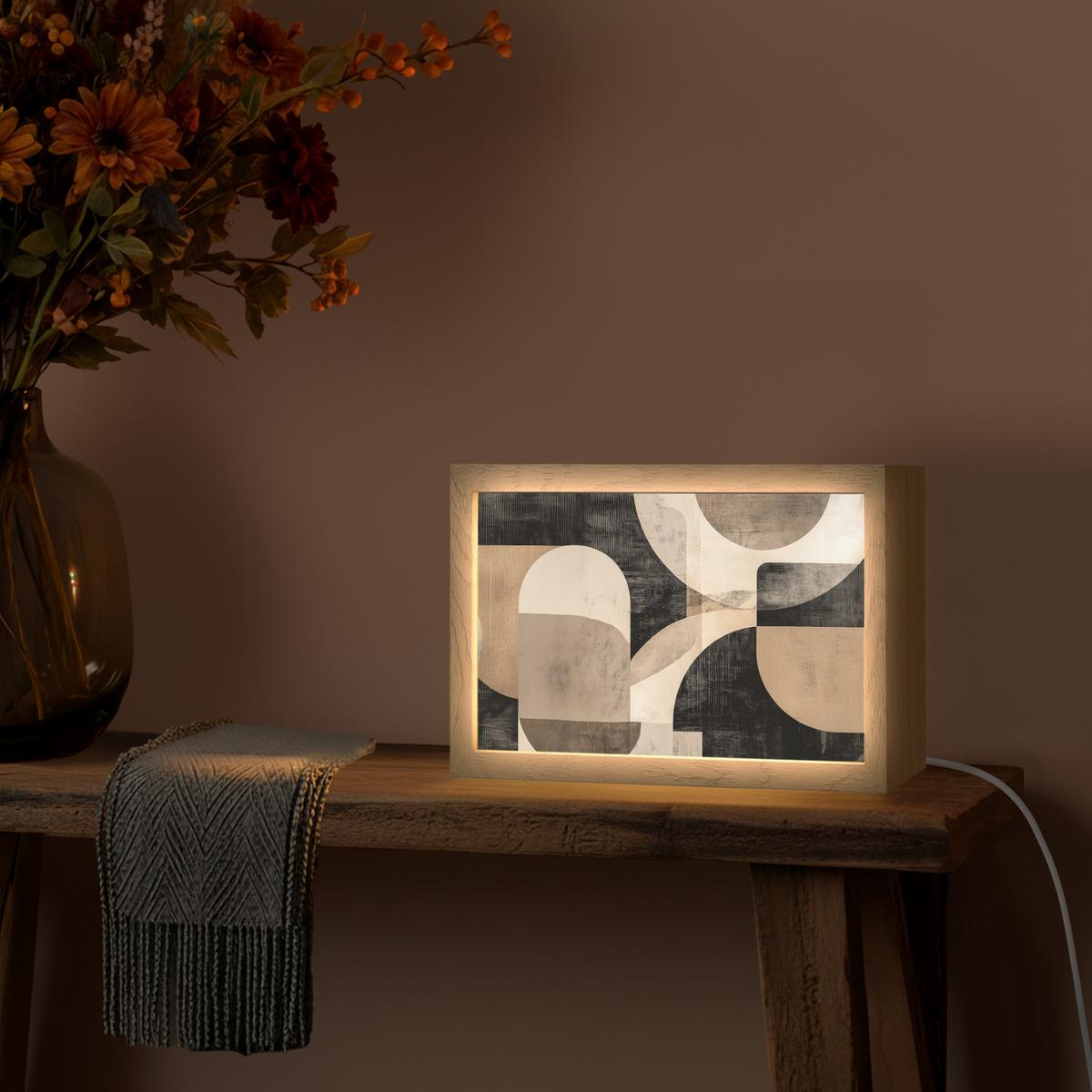 WANDLEUCHTE Abstrakt - Formen - Modern - Beige 30x20 cm - Grau, Holzwerkstoff (30/20/8cm) - OnlyWow