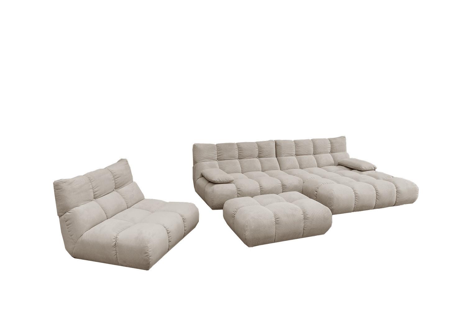 SITZGRUPPE VIVIEN 3ER SET Beige Cord (1er-Set) - Beige, Kunststoff/Textil (510/85/359cm) - KAWOLA