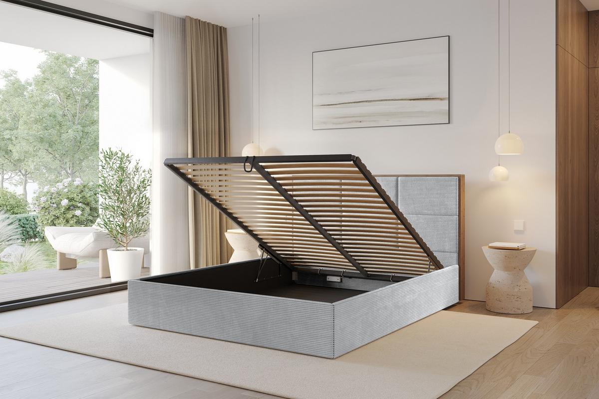 POLSTERBETT mit Bettkasten und Lattenrost, Bett mit Matratze H3/H4 - LILA 140x200 Grau - Alufarben, Holzwerkstoff/Textil (140/200cm) - ALTDECOR