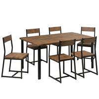 ESSGRUPPE Dunkelbraun Stahl 6-Sitzer 150 cm Laredo - Schwarz, Holzwerkstoff (150/75/90cm) - Beliani