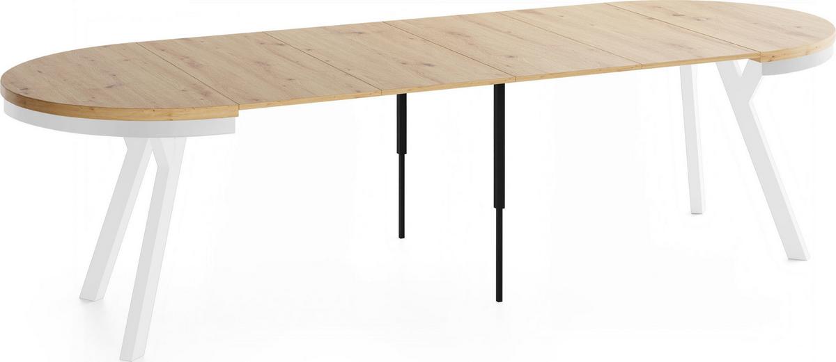 ESSTISCH Vero Neo Weiß rund ausziehbar verlängerbar, Eiche Artisan Hellbraun 100-300/100/77 cm - Eiche Artisan/Weiß, Holz/Holzwerkstoff (100/300/77cm) - WFL GROUP
