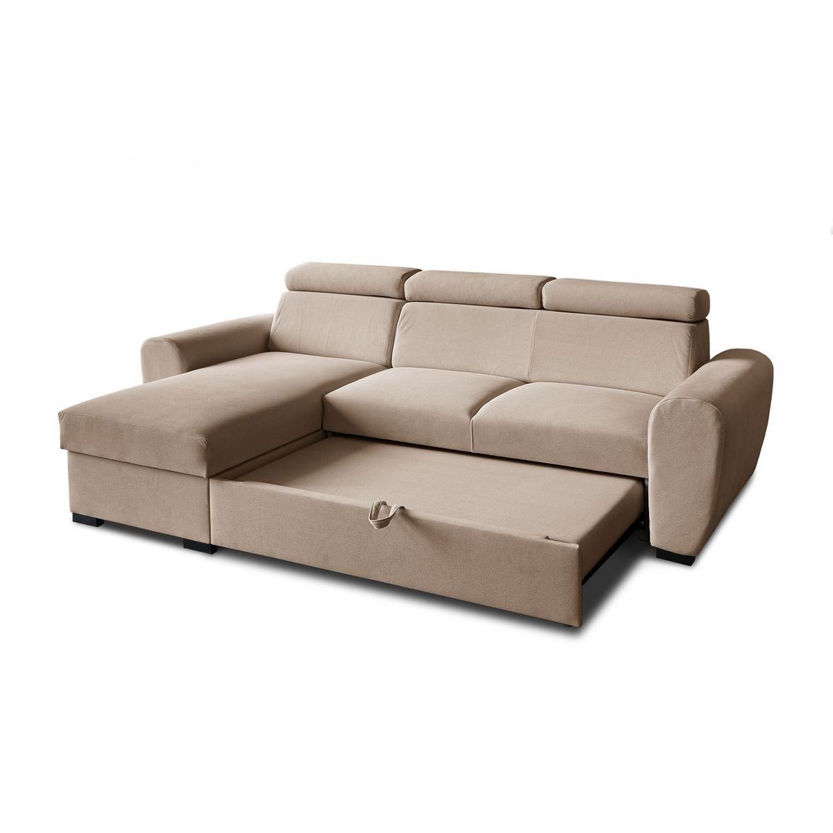 ECKSOFA FALCO mit Schlaffunktion Elli 18 - Beige, Textil (253/174cm) - Lookway