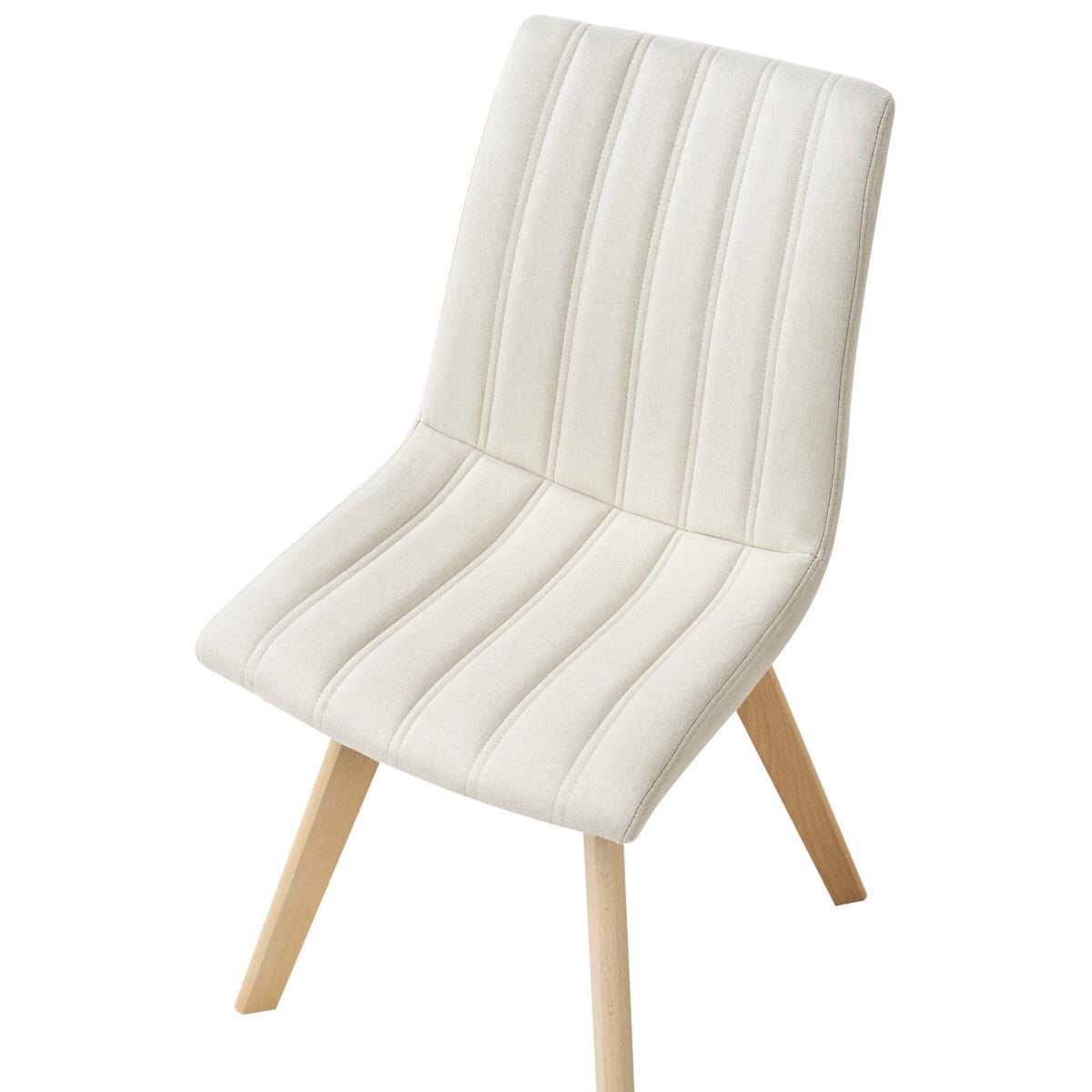 ESSZIMMERSTUHL 2er-Set Stoff Cremeweiß Calgary - Weiß, Textil (48/86/56cm) - Beliani