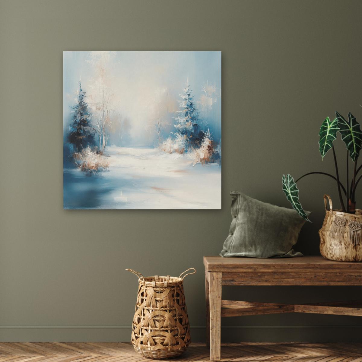 AKUSTIKBILD Wald - Winter - Natur - Abstrakt - Schnee Akustikpaneele 80x80 cm - Weiß, Kunststoff (80/80/0.9cm) - MuchoWow