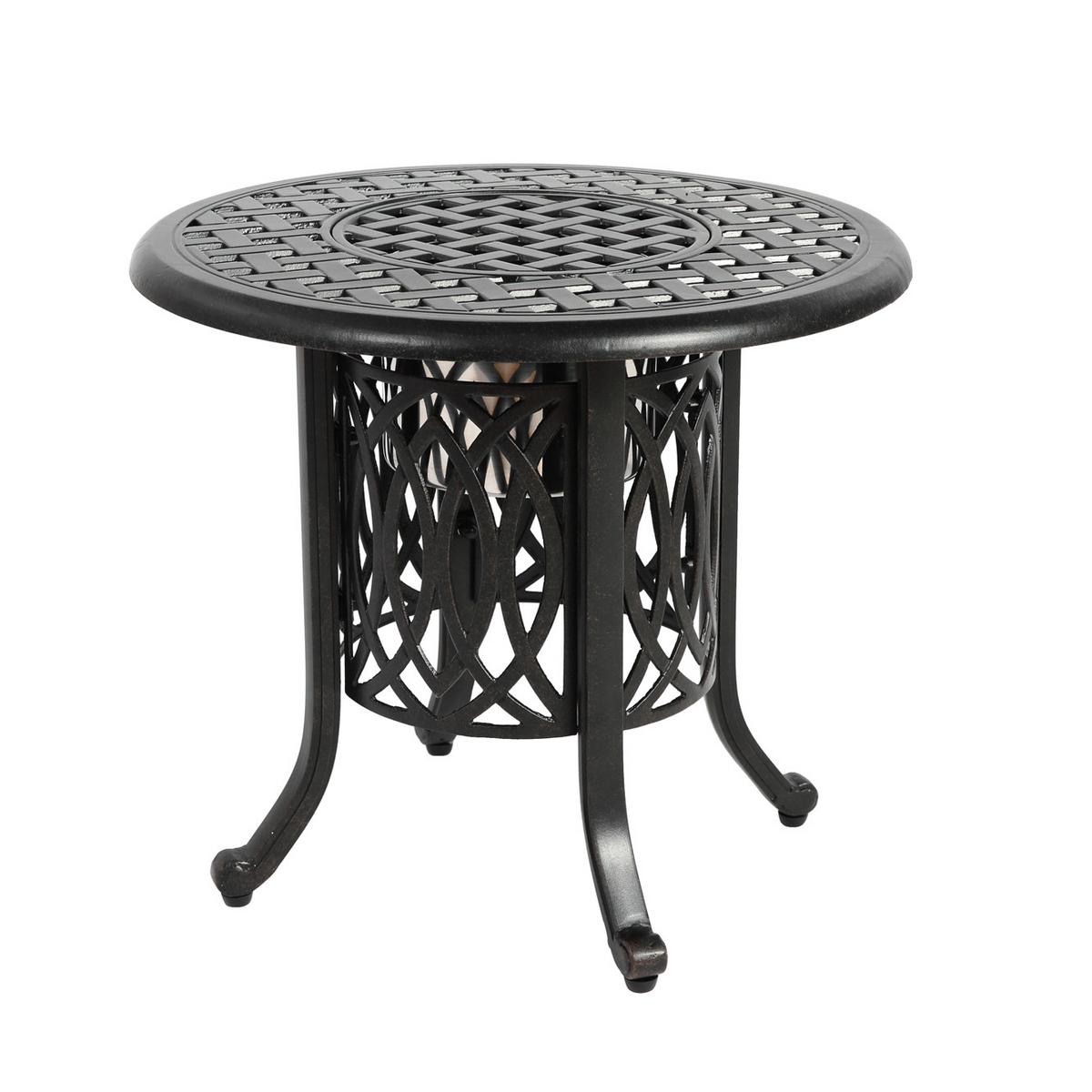 GARTEN-BISTROTISCH 55 cm Bronze Aluminium Outdoor Beistelltisch mit integriertem Eiseimer für Terrasse & Balkon - Bronzefarben, Metall (55/55/49cm) - Urban Meuble