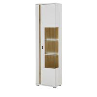 VITRINE weiß matt, Eiche Wotan 55 x 200 cm, Vitrinenschrank inklusive Frontbeleuchtung - Eiche Wotan/Silberfarben, Glas/Holzwerkstoff (55/200/35cm) - Furn.Design