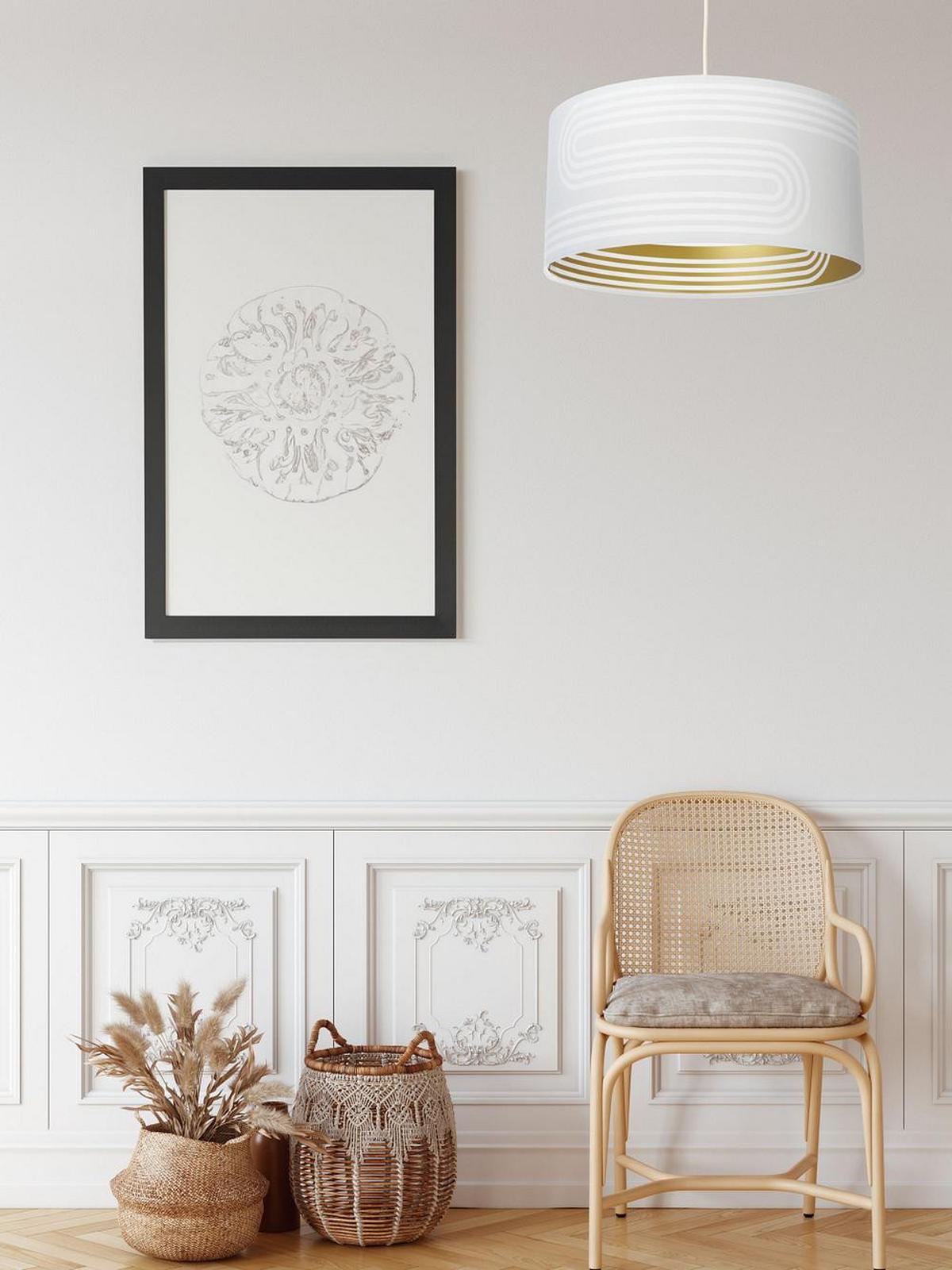 HÄNGELEUCHTE Gold 40/90 cm - Goldfarben/Weiß, Kunststoff (20/0.4/90cm) - ONZENO