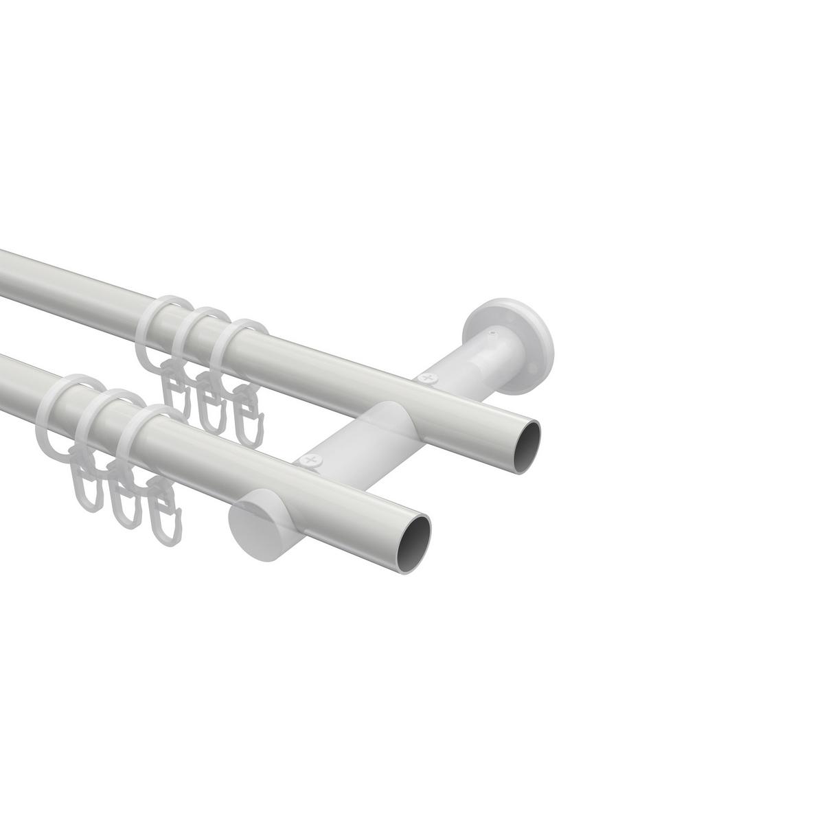 GARDINENSTANGE Platon Tanara 100 cm, 2-läufig, 20 mm Ø Weiß - Chromfarben/Weiß, Metall (100cm) - INTERDECO