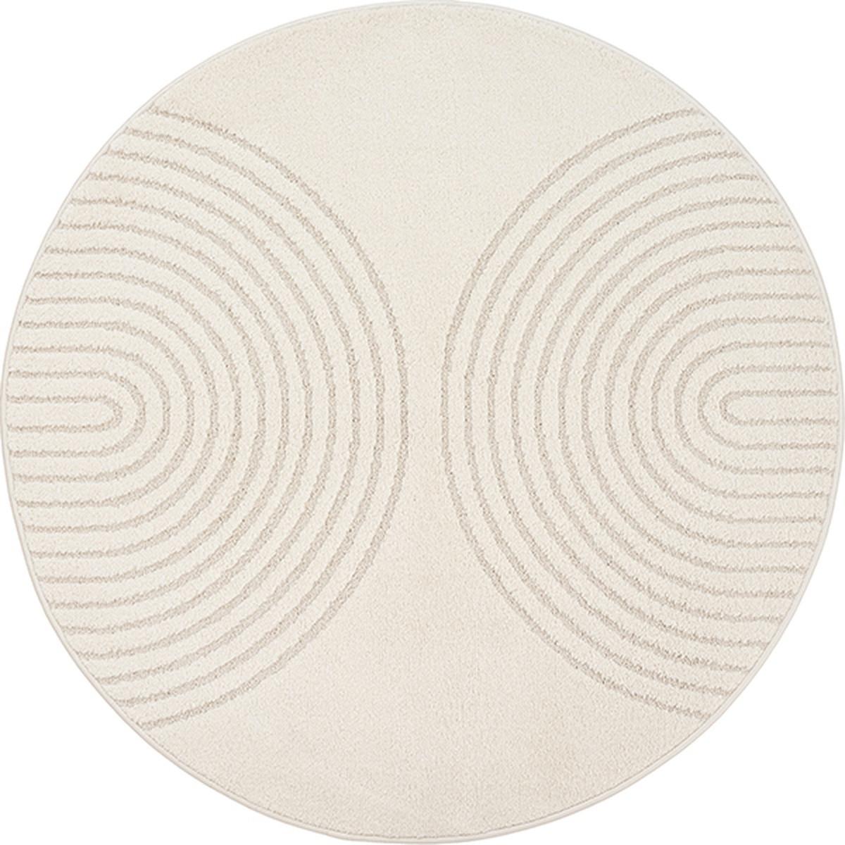 RUNDTEPPICH Geometrisch MUOTA Polypropylen Creme 120 x 120 cm - Beige, Textil (120/120cm) - KADIMA DESIGN