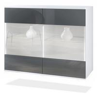 KOMMODE Bari Grau Hochglanz - Grau, Holzwerkstoff (92.5/73.5/35cm) - Vladon