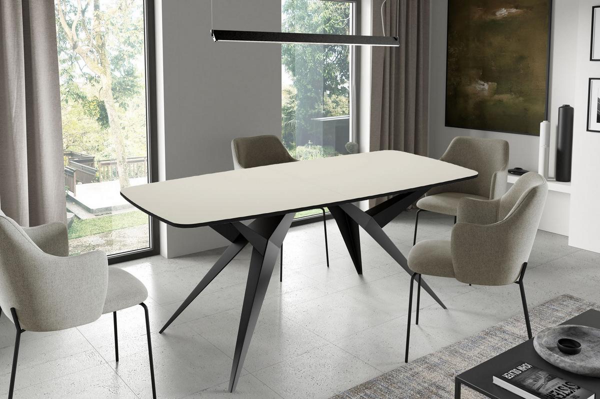 ESSTISCH Trax ausziehbar rechteckig oval, Beige Cashmere 160-240/90/76 - Kaschmir/Schwarz, Holzwerkstoff/Metall (160/90/76cm) - WFL GROUP
