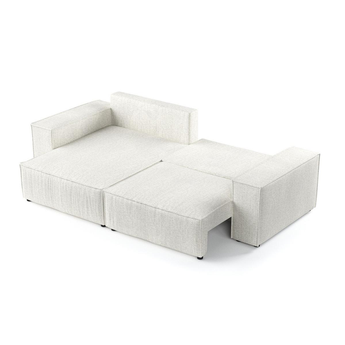 ECKSOFA CAVO mit Schlaffunktion Hellbeige im City Stoff - Beige/Schwarz, Holz/Holzwerkstoff (255/148cm) - AltaBeds