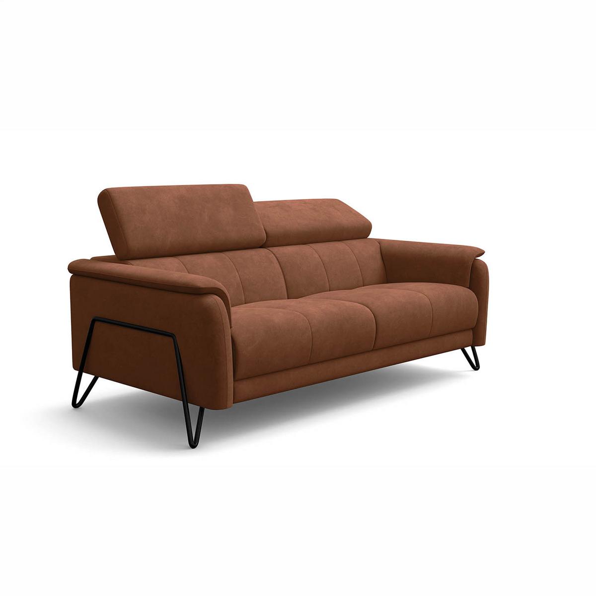 SOFA RODEN 3-Sitzer, braun, Veloursstoff - Braun, Holz/Textil (194/82/103cm) - Wozimo