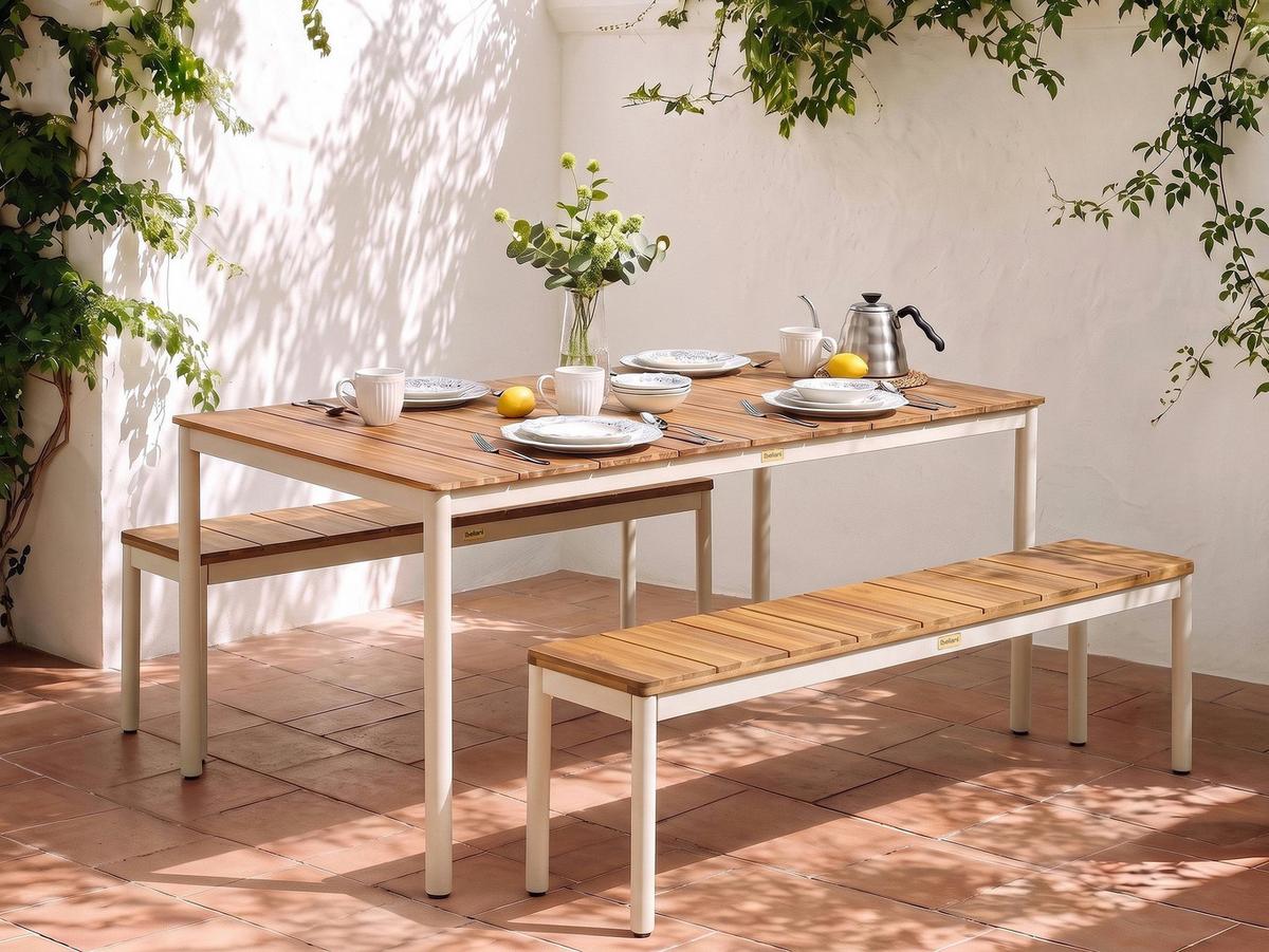 Beliani GARTENMÖBEL-SET mit Bänken 6-Sitzer Akazienholz Braun ...