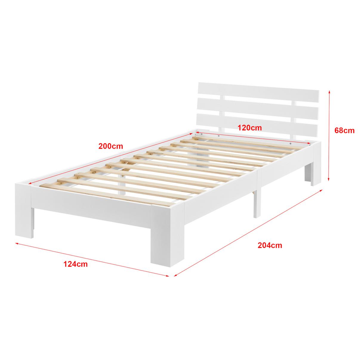 HOLZBETT Nivala - Weiß, Holz (120/200cm) - [en.casa]