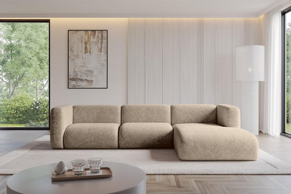 ECKSOFA Ottomane Rechts MIRA-L2 318x179x89 Braun Velours - Schwarz/Braun, Holzwerkstoff/Kunststoff (318/179cm) - ALTDECOR