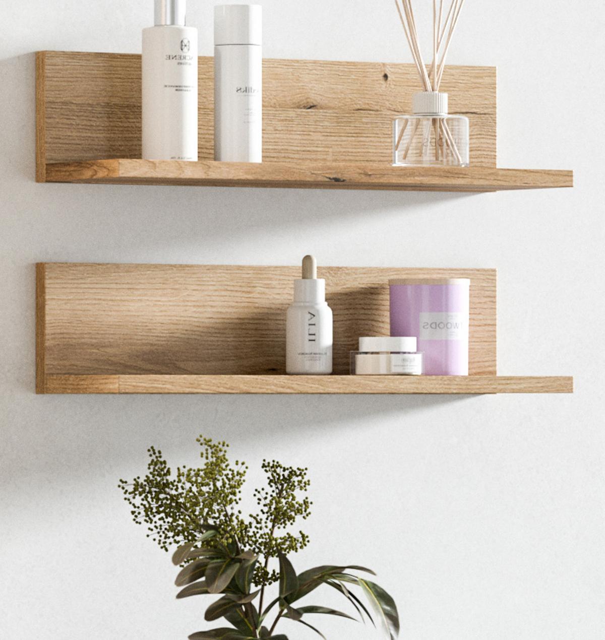 REGAL Evoke Eiche 51 cm, Badezimmer Regal 2er Set - Eichefarben, Holzwerkstoff (51/12/14cm) - Inn.Furn