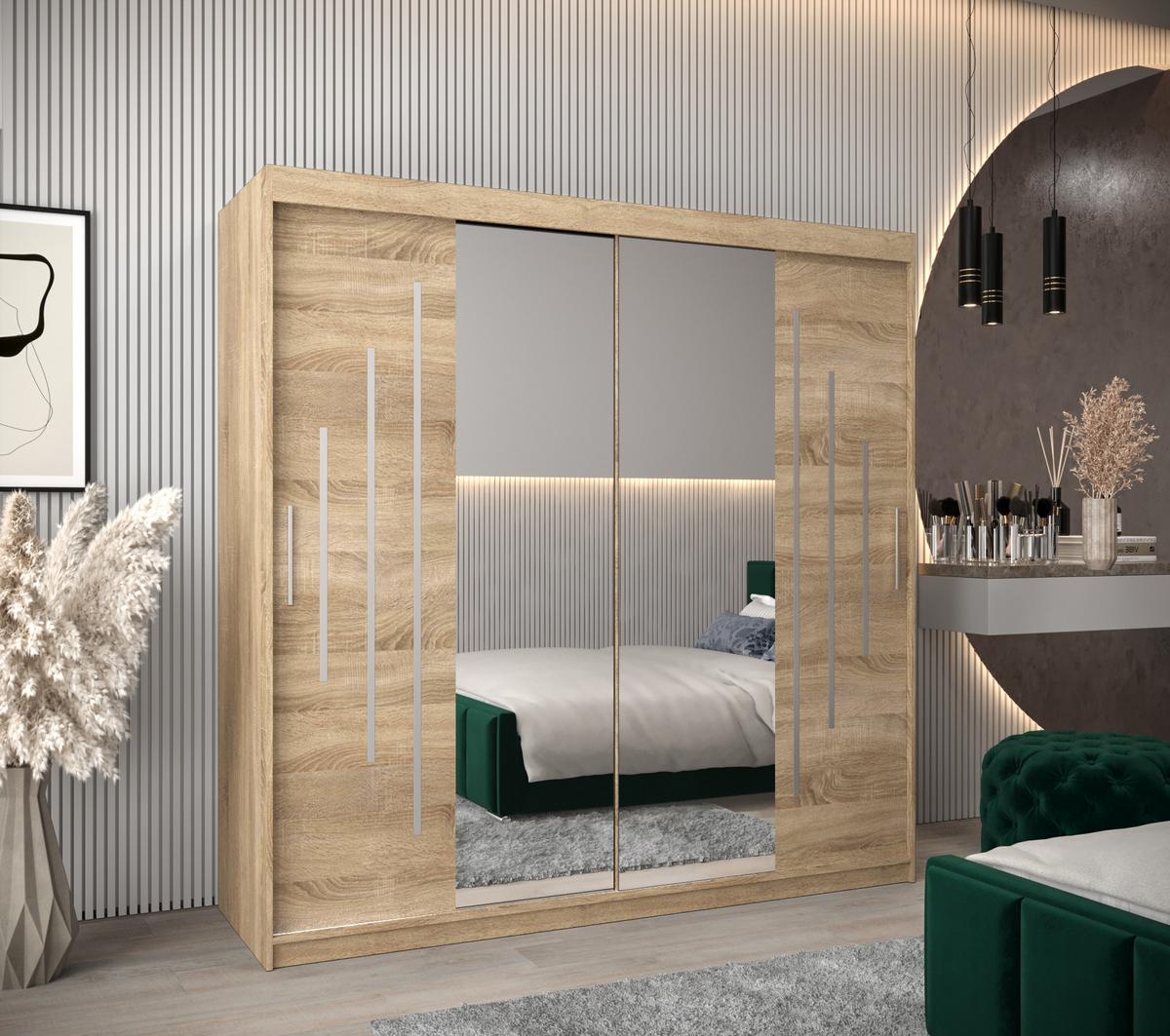 SCHWEBETÜRENSCHRANK 200/200/62 2-türig - Silberfarben/Sonoma Eiche, Holz/Kunststoff (200/200/62cm) - Abiks Möbel