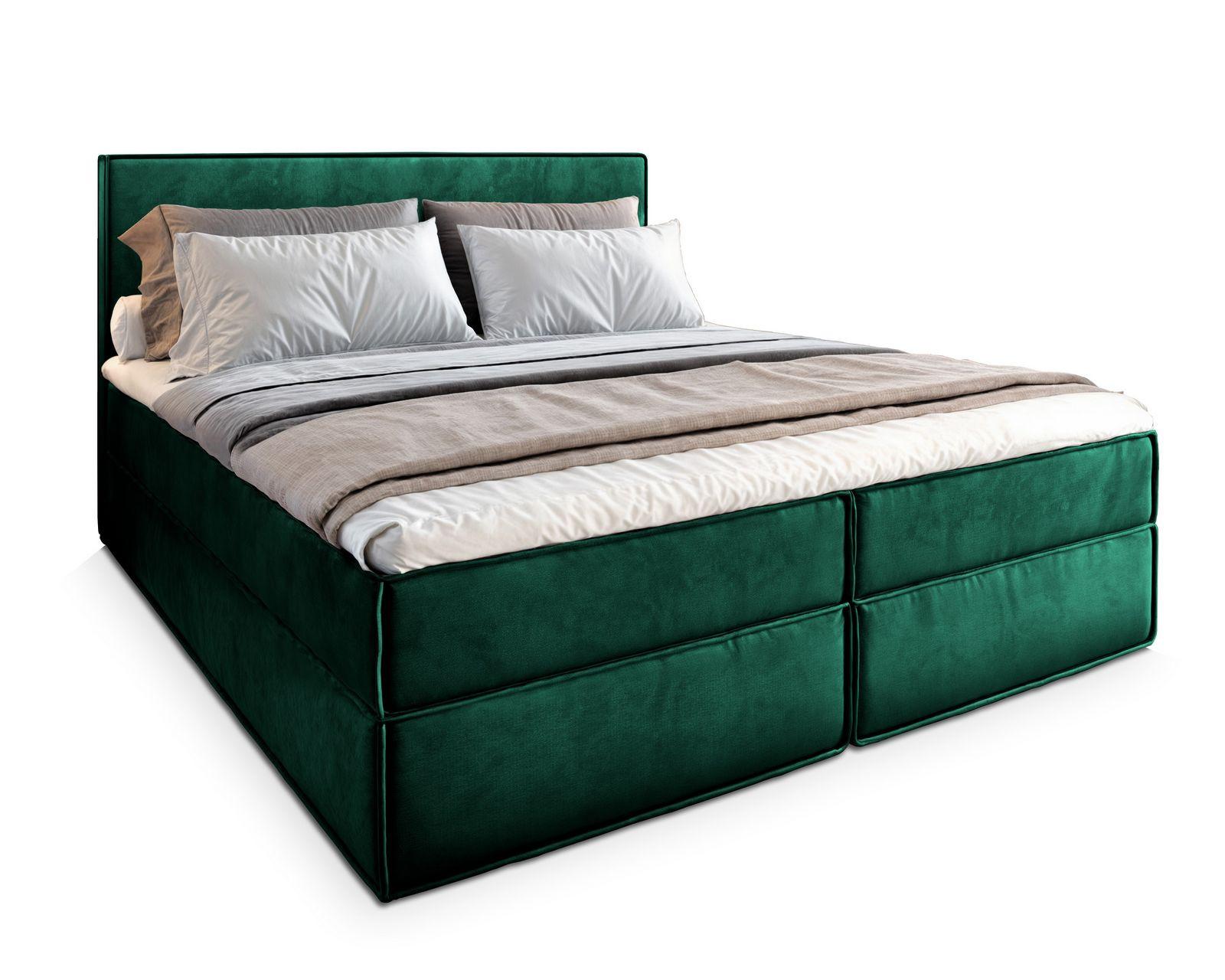 BOXBETT PELLIO 140x200 cm mit Matratze und Topper - Grün - Grün, Holz (140/200cm) - MASSENO
