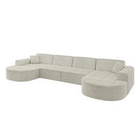 WOHNLANDSCHAFT TARO-U2 - 388x171x79,5 cm Creme - Hellgrau/Creme, Holzwerkstoff/Textil (388/79.5/171cm) - ALTDECOR