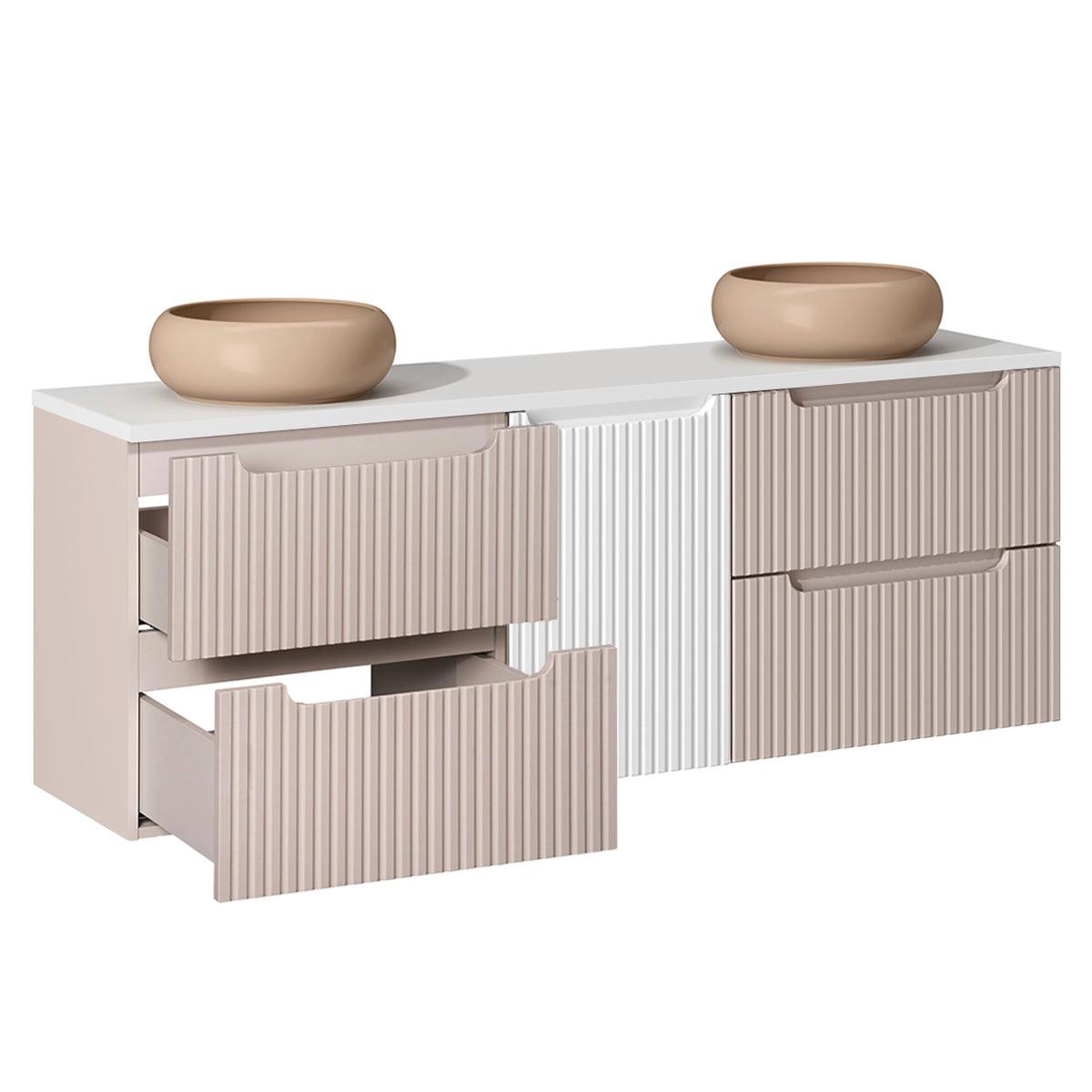 DOPPELWASCHTISCH 160.4cm Riva Kaschmir - Beige, Holzwerkstoff (160.4/59/40cm) - Petits-meubles