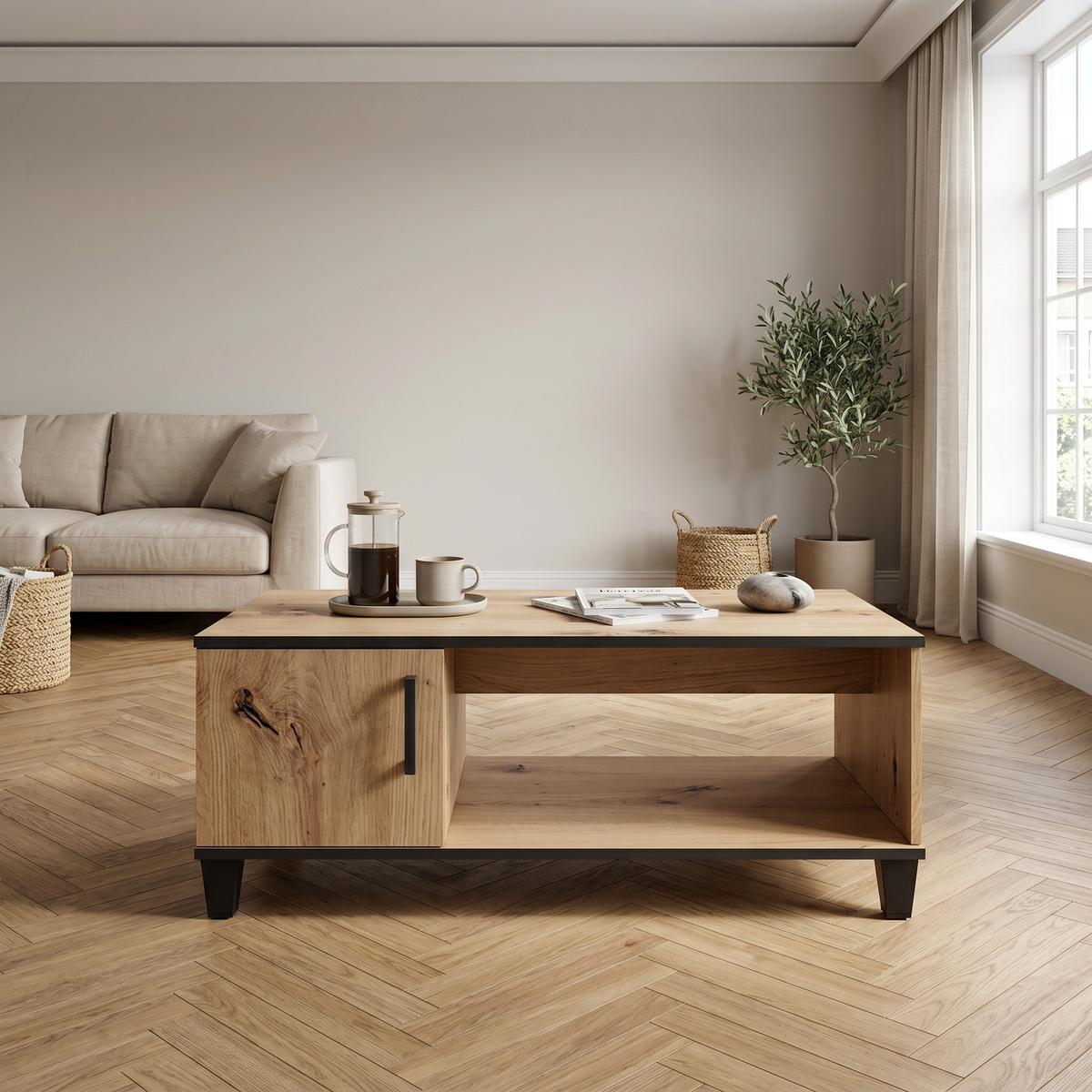 LOWBOARD CORTEZA 120/51,5/56 cm, Eiche Artisan - Eiche Artisan, Holzwerkstoff (120/51.5/56cm) - MASSENO