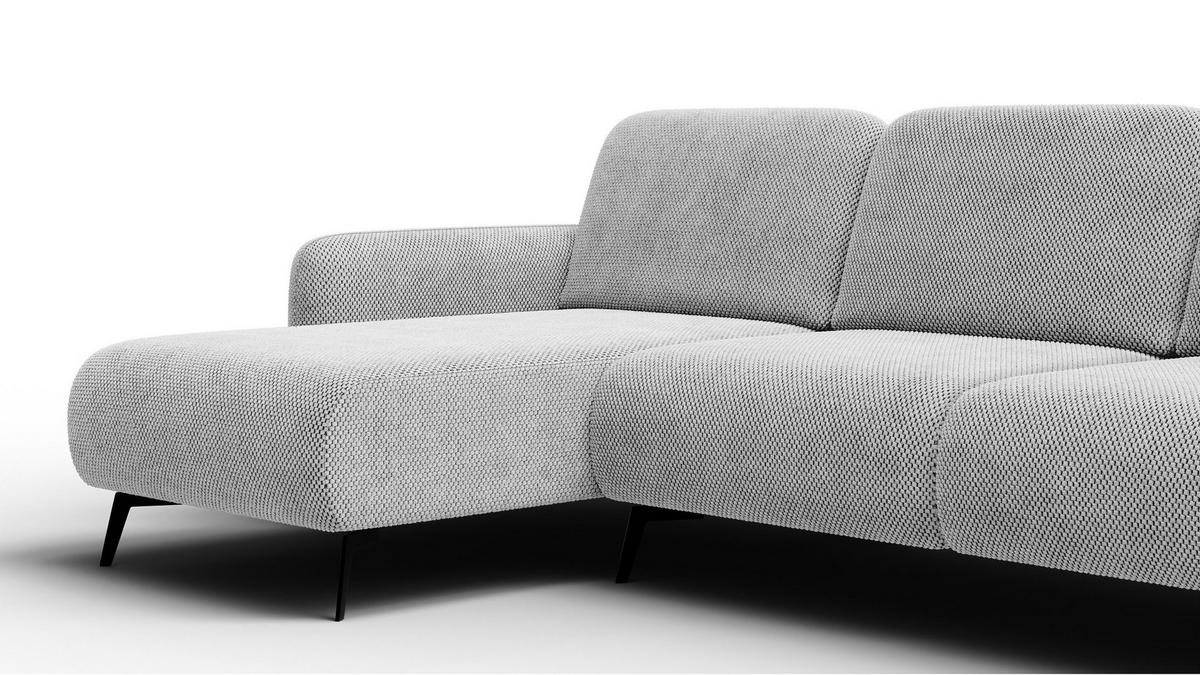 ECKSOFA FEBE 4-Sitzer links, hellgrau - Hellgrau/Schwarz, Holz/Textil (264/157cm) - Wozimo