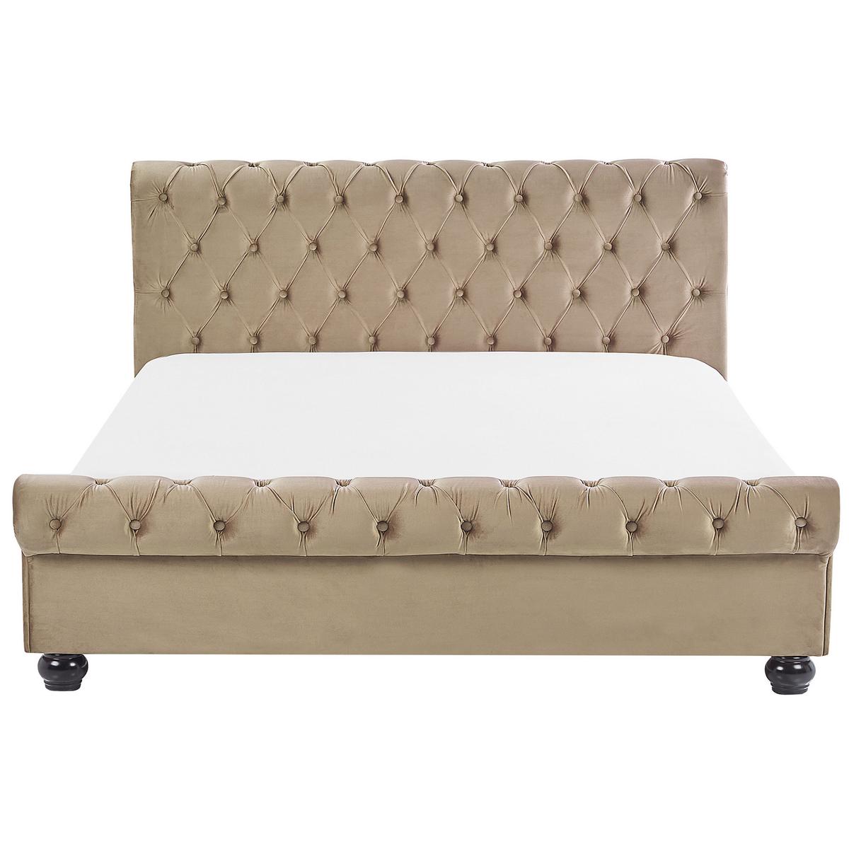 POLSTERBETT 160/200cm Beige Avallon - Beige, Textil (160/200cm) - Beliani