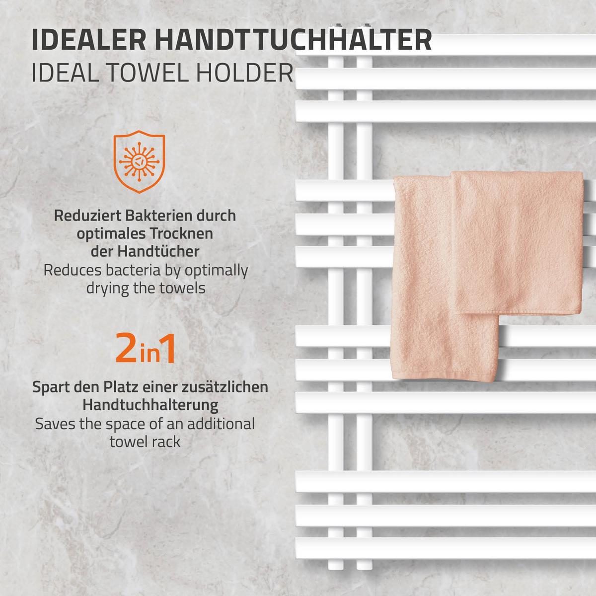 BADHEIZKÖRPER elektrisch Iron EM 600x1000 mm Weiß mit Heizstab 300W - Weiß, Metall (60/100/3cm) - LuxeBath