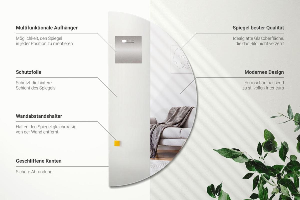 SPIEGEL 25x50 cm Halbrund - Transparent, Glas (25/50/0.4cm) - Wallfluent