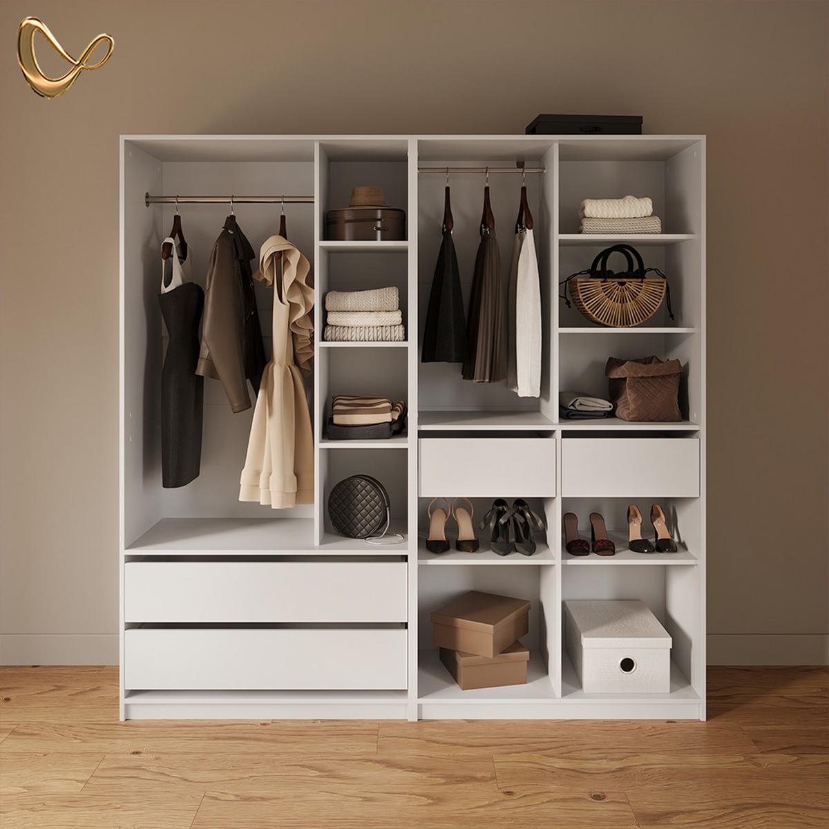KLEIDERSCHRANK Trento Weiß 2er Set - Weiß, Holzwerkstoff (100/200/50cm) - Livinity®