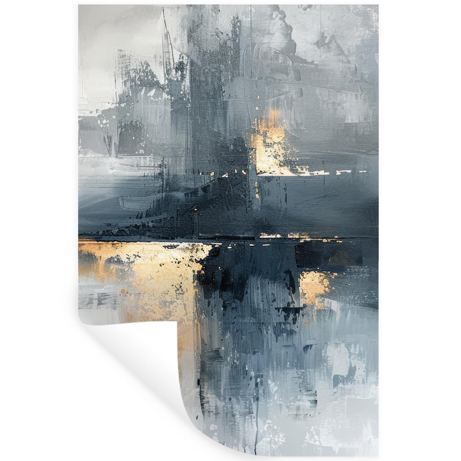 WANDTATTOO Kunst - Grau - Gold - Abstrakt Wandbild 40x60 cm - Dunkelgrau, Kunststoff (40/60/0.1cm) - MuchoWow