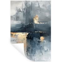 WANDTATTOO Kunst - Grau - Gold - Abstrakt Wandaufkleber 80x120 cm - Dunkelgrau, Kunststoff (80/120/0.1cm) - MuchoWow