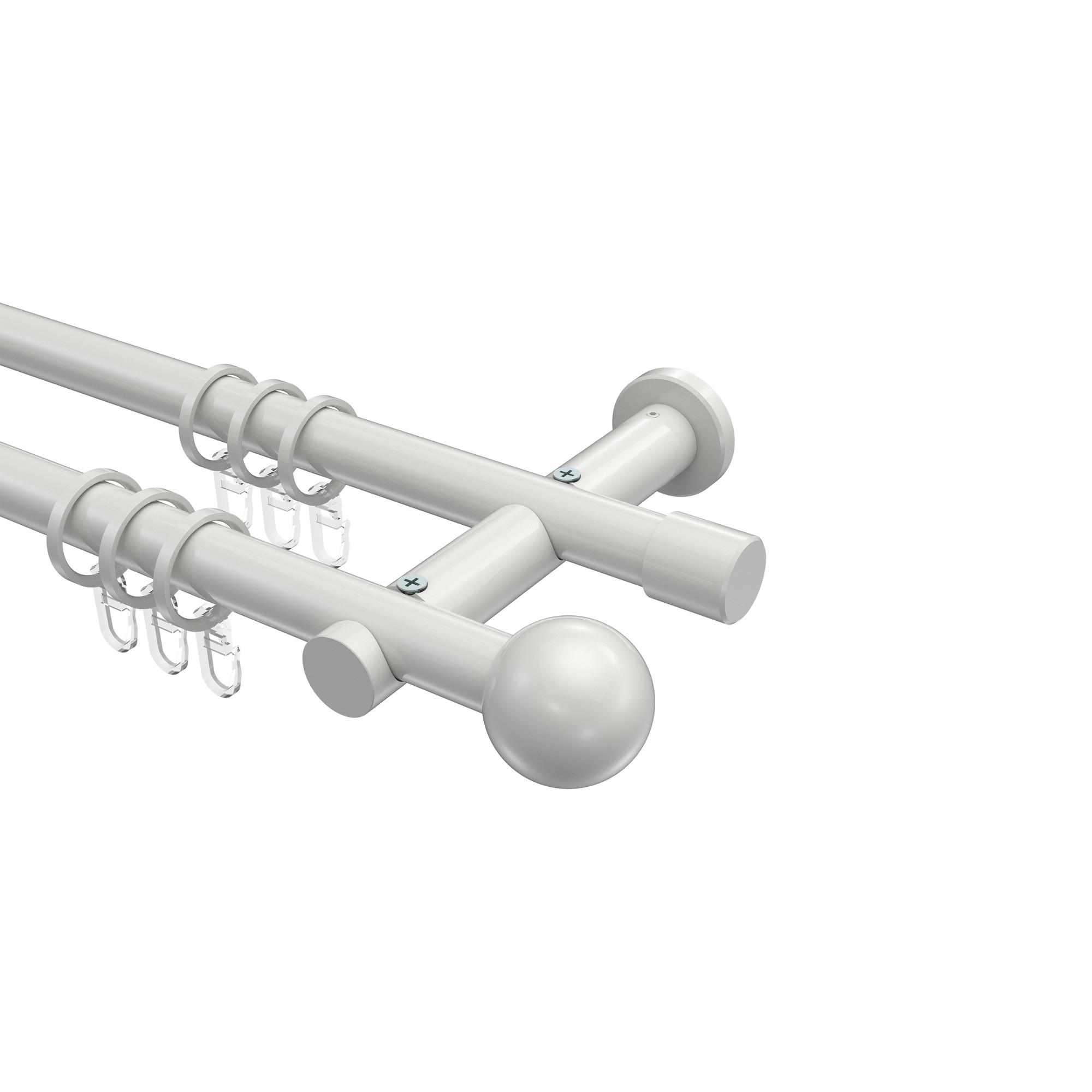 GARDINENSTANGE Platon Luino 600 cm (geteilt in 3 x 200 cm), 2-läufig, 20 mm Ø Weiß - Weiß, Metall (600cm) - INTERDECO