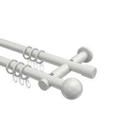 GARDINENSTANGE Platon Luino 600 cm (geteilt in 3 x 200 cm), 2-läufig, 20 mm Ø Weiß - Weiß, Metall (600cm) - INTERDECO