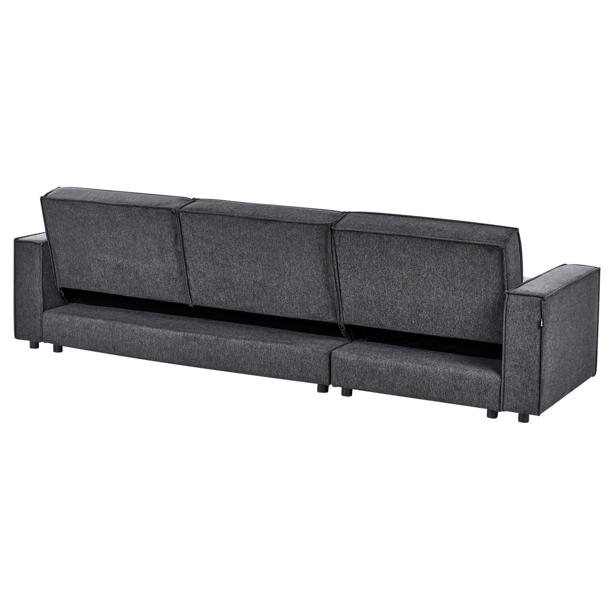 ECKSCHLAFSOFA 3-Sitzer Stoff Graphitgrau rechtsseitig Romedal Ii - Graphitfarben, Textil (290/173cm) - Beliani