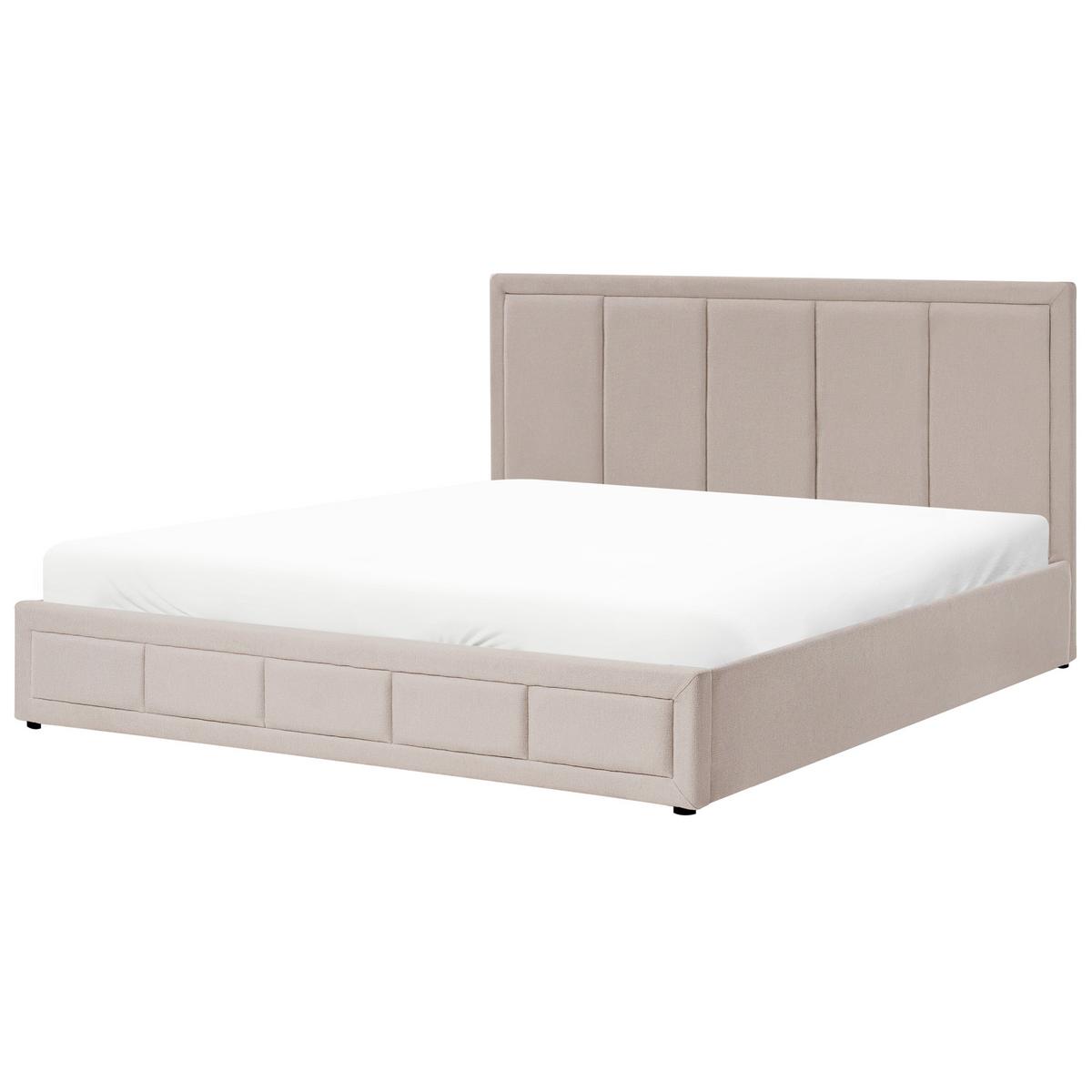 BETT mit Stauraum 180/200 cm Stoff Beige Quiberon - Beige, Textil (180/200cm) - Beliani