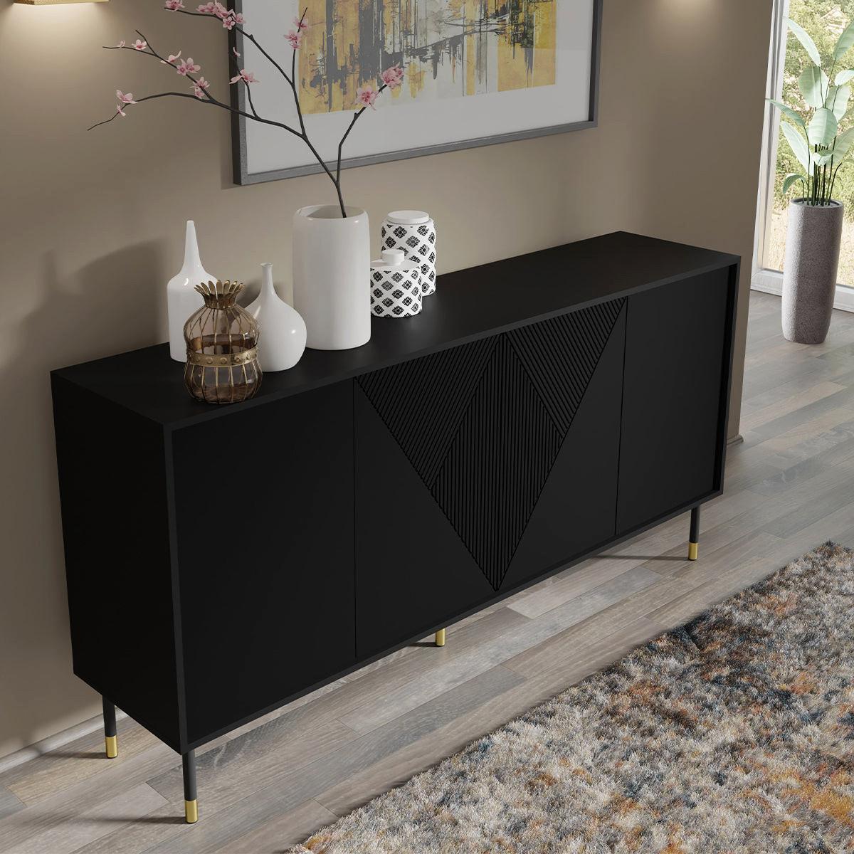 SIDEBOARD Aglaé Schwarz - Schwarz, Holzwerkstoff (180/88/40cm) - Petits-meubles