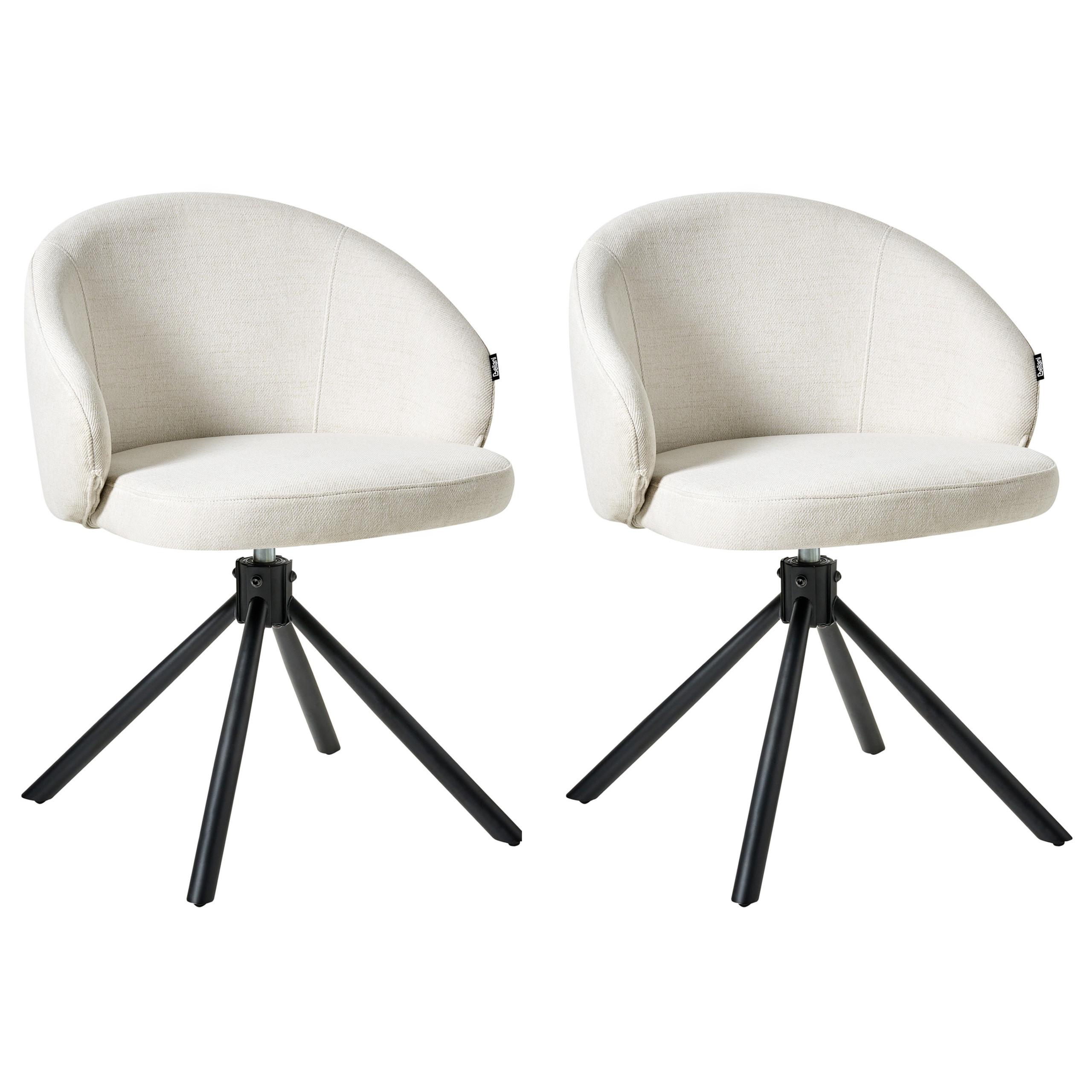 ESSZIMMERSTUHL 2er-Set Cremeweiß Ovalo - Schwarz/Weiß, Textil (59/77/68cm) - Beliani